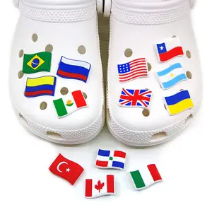 cartoon national flag pvc shoe decoration wholesale Via DHL/Fedex Chinese suppliers vendors custom shoe charms