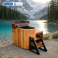 Hochwertiges Holz-Kaltwasserbecken für 1 Person, Outdoor-Eisbad mit Kühler für Spa-Anwendungen