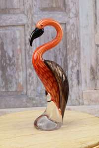 Figura de Flamenco de Vidrio Soplado a Mano, Naranja y Marrón, Decoración Artística de Animales, Artesanía Hecha a Mano - Product Image 5