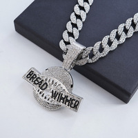 Nouveau Collier Chaîne Cubaine Plaqué Or en Alliage avec Pendentif Lettre BREAD WINNER Iced Out, Breloque Hip Hop, Bijoux de Rappeur