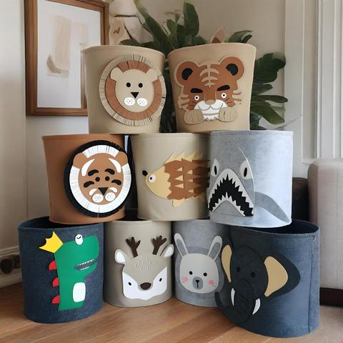 Cross-Border Supply Eco-Friendly Modern Multifunctional Felt Storage Bucket Children's Toy Storage Basket 100% Polyester