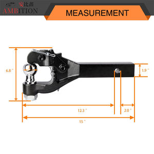 AMBITION 10 Ton Pintle Hook <span class=keywords><strong>Remolque</strong></span> Enganches Receptor Gancho Combinación 2-5/16 pulgadas y 2 pulgadas <span class=keywords><strong>Bola</strong></span> <span class=keywords><strong>de</strong></span> enganche 15-1/2 Longitud - Product Image 3