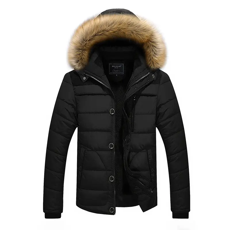 Winter Thick Warm Cotton Windbreaker Down Jacket Custom Fleece Winter Padded Jacket Hooded Parka Men's Puffer Jacket Coat