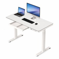Bureau électrique moderne en métal avec tiroir rotatif, hauteur réglable pour poste de travail assis-debout à domicile ou au bureau