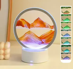 Flowing Sand Art Light Hourglass Led Light 3d Dynamic Moving Sand Picture Lamp Quicksand Painting Table Lamp USB Plastic 40 5V