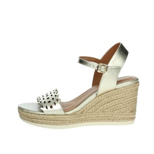Open Toe D45gva 000cf sandali con zeppa oro comode soletta PU tacco a caviglia piatta con cinturino gladiatori per la primavera e l'estate - Product Image 1