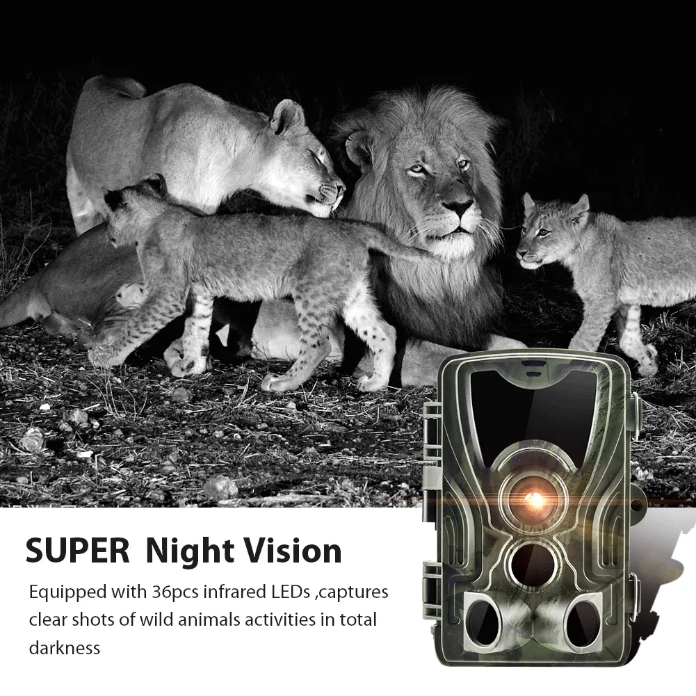 Trail Kamera 24MP 2.7K wasserdichte Jagd Scouting Cam für die Überwachung von Wildtieren mit 20 Meter Reichweite Bewegungs HC-801A
