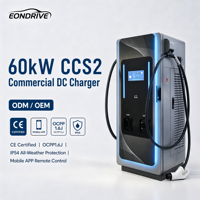 EONDRIVE Nouvelle station de recharge rapide commerciale pour véhicules électriques, 60 kW, 400 V, à poser au sol, DC, OCPP1.6J, CCS2, CCS1, double connecteur