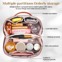 Trousse de toilette en cuir organisateur de voyage de maquillage pochette de sac cosmétique de grande capacité