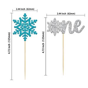Decorazioni per Cupcake a Forma <span class=keywords><strong>di</strong></span> Fiocco <span class=keywords><strong>di</strong></span> Neve Blu Argento Glitterato per Feste Invernali <span class=keywords><strong>di</strong></span> Compleanno per Bambini e Bambine - Product Image 2