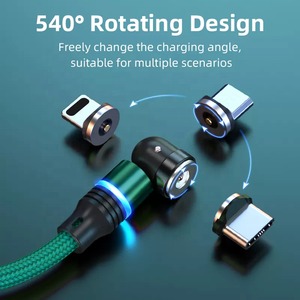 Câble de charge magnétique 3 en 1 à 540 degrés avec LED chargeur à Rotation libre <span class=keywords><strong>pour</strong></span> Smartphones <span class=keywords><strong>iPhone</strong></span> Samsung - Product Image 3