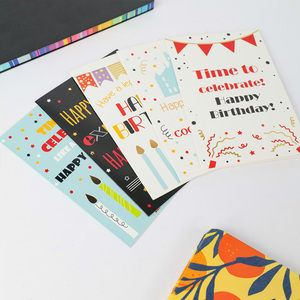 Tarjetas de cumpleaños de felicitación de papel plegado personalizado con sobres en blanco azules y amarillos, diferentes tipos de colores - Product Image 4