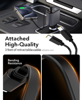 Adaptateur de voiture portable multi-ports 120W 4 en 1 avec écran LED, charge rapide universelle pour smartphone Samsung iPhone