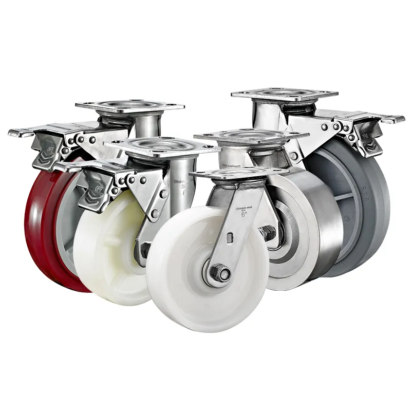 4" 5" 6" 8" trolley casters wheel rubber wheels anti-rust casters heavy duty stainless steel caster wheel