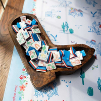Jeu de Mahjong américain 166 tuiles 3 couches, thème Western Cowboy Cowgirl Revolver Cactus, en acrylique, OEM