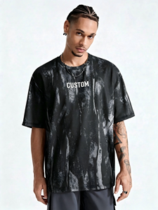 T-shirt personnalisé imprimé de haute qualité 100% coton côtelé col rond pour <span class=keywords><strong>homme</strong></span> 260GSM T-shirt épais délavé style vintage coupe oversize - Product Image 1