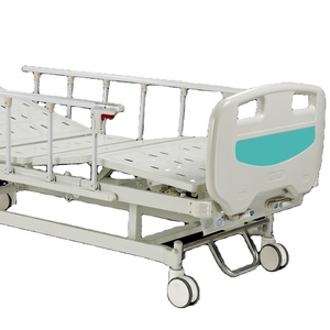 <span class=keywords><strong>Lit</strong></span> d'hôpital à deux fonctions avec tête <span class=keywords><strong>de</strong></span> <span class=keywords><strong>lit</strong></span> en ABS et <span class=keywords><strong>barre</strong></span> en acier, système manuel à deux manivelle - Product Image 1