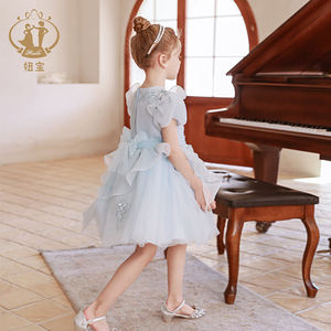 Nimble venta al por mayor verano azul encaje apliques tul niñas vestidos de fiesta cumpleaños noche vestido de graduación niños ropa traje - Product Image 5