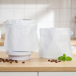En stock: 100 bolsas para granos de café con válvula, ecológicas, de fondo plano, a prueba de humedad, tipo stand-up pouch, de alta calidad, ideales para regalo o almacenamiento de granos de café. - Product Image 1