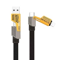 Kabel Pengisian Cepat 4 in 1 PD 27W 65W Kabel Pengisian Daya Paduan Seng Kabel Data USB Tipe C Kepang Datar untuk Ponsel