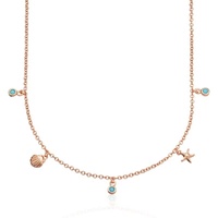 Collier de plage fin personnalisé Maimang, plaqué or 18 carats, argent sterling 925, coquillage turquoise, étoile de mer, bord de mer, pour femmes