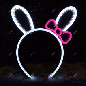 Serre-tête lumineux personnalisé en acrylique à piles avec oreilles de lapin <span class=keywords><strong>LED</strong></span>, enseigne néon, accessoire de fête, décoration lumineuse - Product Image 2
