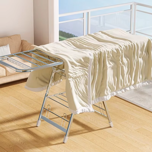 Support métallique pliable au sol Support de séchage en acier inoxydable Support de séchage mobile et extensible peu encombrant - Product Image 4