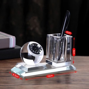 Ornement Bureau Salle D'étude Ensemble 8cm Cristal Verre Porte-Stylo Gravé Réunion Anniversaire Cadeau Amour Fleur Trophée De Noël - Product Image 3