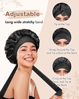 Vente en gros d'accessoires pour cheveux avec logo personnalisé grand chapeau de sommeil chaud casquette de style bonnets en satin massif avec cravate bonnet de créateur pour femmes