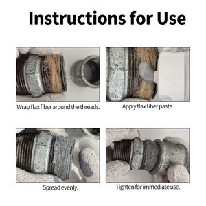 Pâte d'étanchéité pour tuyaux 65g + Lin d'étanchéité anti-fuite pour plombiers 25g pour l'étanchéité des raccords de <span class=keywords><strong>tuyauterie</strong></span> - Product Image 5