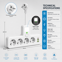 Prise de conversion domestique personnalisée par le fabricant, norme européenne, 10A, avec 3 ports USB et 1 port Type-C, IP44, pour la Corée du Sud