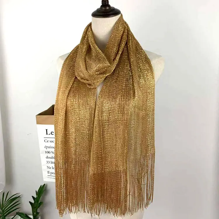 Zipeiwin factory directly wholesale rayon shimmer glitter shawl scarf fringe party shawl scarf for woman