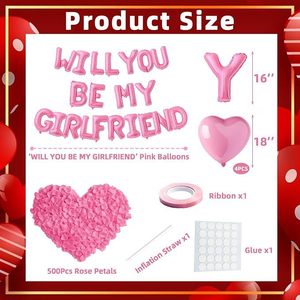 Ballons en aluminium « Seras-tu ma petite <span class=keywords><strong>amie</strong></span> ? » roses de 16 pouces <span class=keywords><strong>pour</strong></span> demande en mariage, déclaration d'amour, rendez-vous galants et Saint-Valentin - Product Image 2