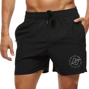 Pantalones cortos deportivos con bolsillo y cremallera en la cintura elástica para entrenamiento personalizado, ropa deportiva para correr, pantalones cortos de gimnasio para hombre en blanco con forro de malla - Product Image 1