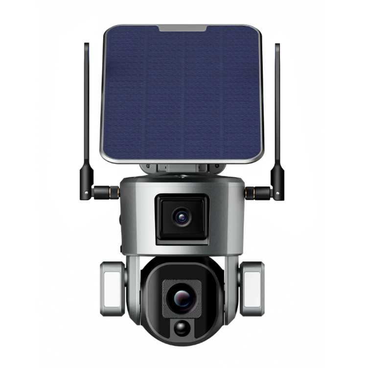 8.0 Million Pixel Binocular CCTV Camera with 10x Zoom Dual Solar Monitoring 4G WiFi & Wireless IP Network Connectivity