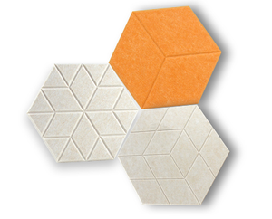 Panneaux acoustiques en <span class=keywords><strong>tissu</strong></span> feutré polyester à rainures en V personnalisées, absorbant le bruit, pour la décoration murale intérieure, en forme de tuiles hexagonales - Product Image 1