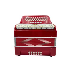 SEASOUND OEM JB3412D Accordéon Diatonique Professionnel Rouge en Celluloïd 34 Boutons 12 Basses 5 Registres Grille Blanche Dorée Portable - Product Image 1