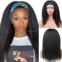 Perruque Synthétique Bandeau Raide Crépu Ombre Châtain Clair Noir Perruque Bandeau pour Femmes Noires Cheveux Synthétiques Afro Perruque Crépue