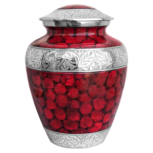 Buy Red Marble Cremation Urn for Ashes Metal <b>Memorial</b> Urn with Engraved Floral Design Funeral <b>Keepsake</b> By Exporters - Product Image 3