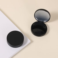 Rond Noir Mat Cosmétique Vide Maquillage Blush Emballage Pressé Compact Poudre Cas En Plastique Surligneur Poudre Fard À Paupières Boîte