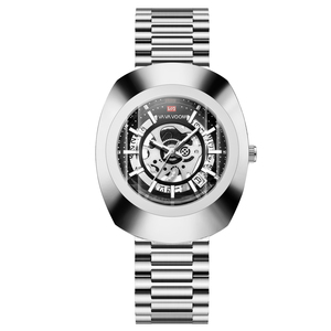 Mens Skeleton Style Quartz Wristwatch Steel Bracelet Hollow Dial Fashion Mechanical Look Timepiece - Product Image 2