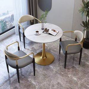 Nordic Style Marble Round <b>Table</b> And Chair Set For <b>Small</b> Apartments And Tea Shops - Product Image 1