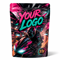 Sachet Mylar personnalisé 3,5g Za Pack avec logo personnalisé, pochette brillante refermable, sac d'emballage autoportant Anime Motor Rider