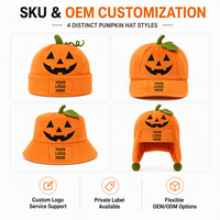 En gros, Accessoires de festival pour animaux de compagnie : Chapeau de chat d'Halloween fantaisie en tissu d'hiver, motif citrouille, pour chaton mignon