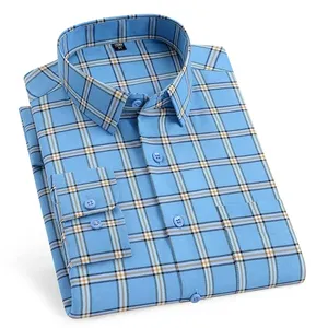 Camicie a maniche lunghe Oxford in cotone 100% tinto in filo, taglie forti fino alla 14XL, per <span class=keywords><strong>uomo</strong></span>, eleganti, <span class=keywords><strong>casual</strong></span> chic, da ufficio, a quadri - Product Image 5