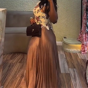 Camisole Printed Waisted Vest High Waisted Half Body Pleated Skirt Women's 2 Piece <b>Set</b> Fashion - Product Image 2