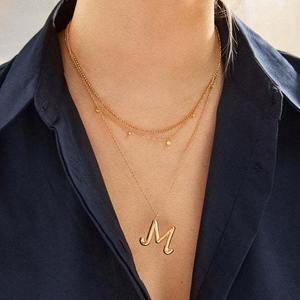 Meetyoo all'ingrosso 18K placcato in oro 26 alfabeto inglese collana semplice di alta qualità O-catena ciondolo impermeabile alla moda A-Z gioielli - Product Image 3