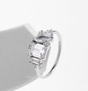 S925 <b>Silver</b> <b>Emerald</b> Cut Diamond Engagement <b>Ring</b> Rhodium Plated Prong Setting Classic Women's Fine Jewelry - Product Image 6