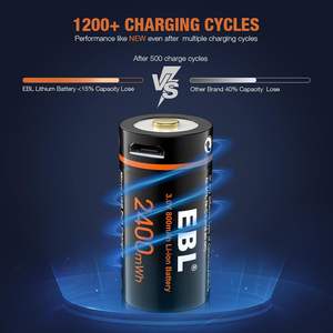 EBL 3V Lithium Ion Battery Pack 4 Pack 800mAh 16J USB <b>Rechargeable</b> Camera and <b>Flashlight</b> Batteries 123 Micro USB Replacement - Product Image 3