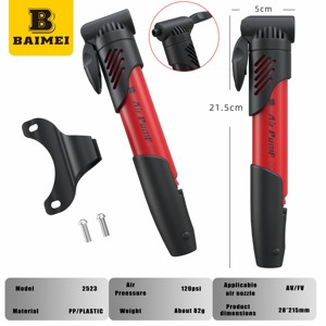 <span class=keywords><strong>Pompe</strong></span> à vélo portable légère BAIMEI à <span class=keywords><strong>double</strong></span> <span class=keywords><strong>action</strong></span> 120 PSI en plastique PP, fabrication OEM pour le cyclisme sur route et VTT - Product Image 2